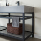 Bilbao 72" Double Vanity with Matte black stainless steel bracket match with Grey Sintered Stone Top and Mirror