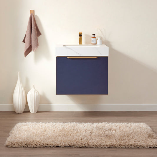 Alicante 24" Single Sink Bath Vanity in Blue with White Sintered Stone Top