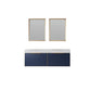 Alicante 60" Vanity in Classic Blue with White Sintered Stone Countertop and undermount sink With Mirror