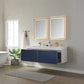 Alicante 60" Vanity in Classic Blue with White Sintered Stone Countertop and undermount sink With Mirror