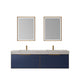 Alicante 72" Vanity in Classic Blue with White Sintered Stone Countertop and undermount sink With Mirror