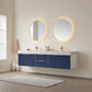 Alicante 84" Double Sink Bath Vanity in Blue with White Sintered Stone Top and Mirror