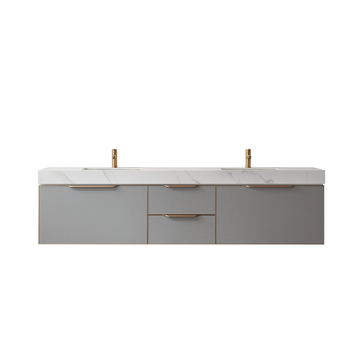 Alicante 84" Double Sink Bath Vanity in Grey with White Sintered Stone Top
