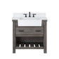 Villareal 36" Single Bath Vanity in Classical Grey with Composite Stone Top in White, White Farmhouse Basin