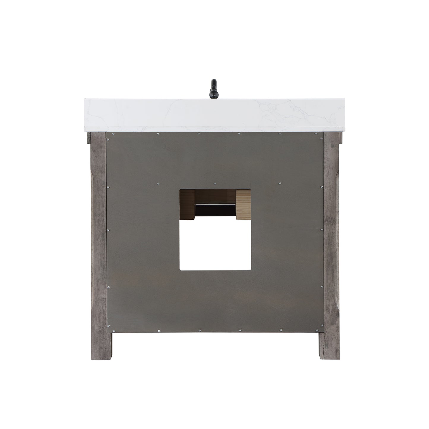 Villareal 36" Single Bath Vanity in Classical Grey with Composite Stone Top in White, White Farmhouse Basin