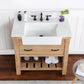 Villareal 36" Single Bath Vanity in Weathered Pine with Composite Stone Top in White, White Farmhouse Basin