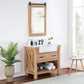 Villareal 36" Single Bath Vanity in Weathered Pine with Composite Stone Top in White, White Farmhouse Basin and Mirror