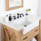 Villareal 36" Single Bath Vanity in Weathered Pine with Composite Stone Top in White, White Farmhouse Basin and Mirror