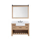 Villareal 48" Single Bath Vanity in Weathered Pine with Composite Stone Top in White, White Farmhouse Basin and Mirror