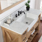 Villareal 48" Single Bath Vanity in Weathered Pine with Composite Stone Top in White, White Farmhouse Basin and Mirror