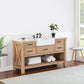 Villareal 60" Single Bath Vanity in Weathered Pine with Composite Stone Top in White, White Farmhouse Basin