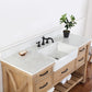 Villareal 60" Single Bath Vanity in Weathered Pine with Composite Stone Top in White, White Farmhouse Basin