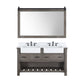Villareal 60" Double Bath Vanity in Classical Grey with Composite Stone Top in White, White Farmhouse Basin and Mirror