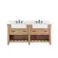 Villareal 72" Double Bath Vanity in Weathered Pine with Composite Stone Top in White, White Farmhouse Basin