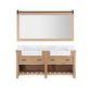 Villareal 72" Double Bath Vanity in Weathered Pine with Composite Stone Top in White, White Farmhouse Basin and Mirror