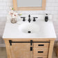 Cortes 36" Single Sink Bath Vanity in Weathered Pine with White Composite Countertop and Mirror