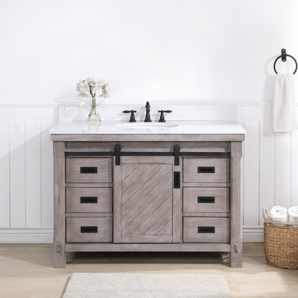 Cortes 48 Single Sink Bath Vanity in Classical Grey with White Composite Countertop