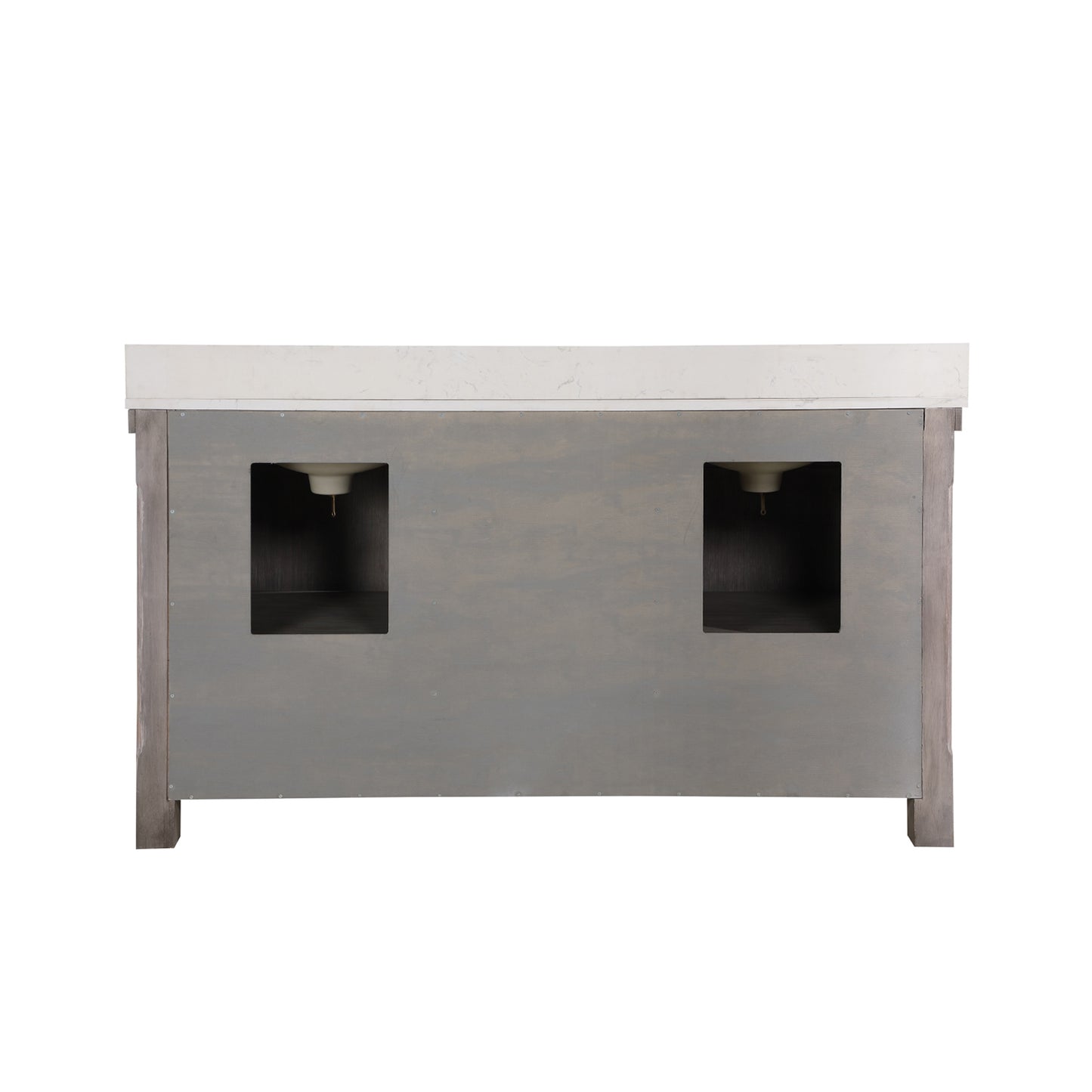 Cortes 60" Double Sink Bath Vanity in Classical Grey with White Composite Countertop and Mirror