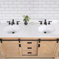 Cortes 60" Double Sink Bath Vanity in Weathered Pine with White Composite Countertop