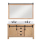 Cortes 60" Double Sink Bath Vanity in Weathered Pine with White Composite Countertop and Mirror