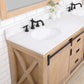 Cortes 72" Double Sink Bath Vanity in Weathered Pine with White Composite Countertop and Mirror