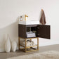 Toledo 18" Single Sink Bath Vanity in Dark Walnut with White Composite Integral Square Sink Top