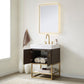 Toledo 24"Single Sink Bath Vanity in Dark Walnut with White Centered Stone Top and Mirror