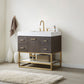 Toledo 36"Single Sink Bath Vanity in Dark Walnut with White Centered Stone Top