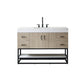 Toledo 48"Single Sink Bath Vanity in Light Walnut with White Centered Stone Top
