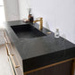 Segovia 55" Single Sink Bath Vanity in Suleiman Oak with Black Centered Stone Top