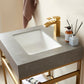 Funes 24" Single Sink Bath Vanity in Brushed Gold Metal Support with Grey Sintered Stone Top