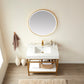 Funes 36" Single Sink Bath Vanity in Brushed Gold Metal Support with White Sintered Stone Top and Mirror