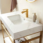 Funes 36" Single Sink Bath Vanity in Brushed Gold Metal Support with White Sintered Stone Top and Mirror