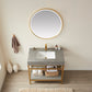 Funes 36" Single Sink Bath Vanity in Brushed Gold Metal Support with Grey Sintered Stone Top and Mirror