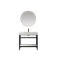 Funes 36" Single Sink Bath Vanity in Matt Black Metal Support with White Sintered Stone Top and Mirror