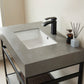 Funes 36" Single Sink Bath Vanity in Matt Black Metal Support with Grey Sintered Stone Top