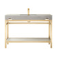 Funes 48" Single Sink Bath Vanity in Brushed Gold Metal Support with Grey Sintered Stone Top