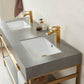 Funes 60M" Double Sink Bath Vanity in Brushed Gold Metal Support with Grey Sintered Stone Top