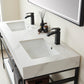 Funes 60M" Double Sink Bath Vanity in Matt Black Metal Support with White Sintered Stone Top and Mirror