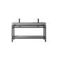 Funes 60M" Double Sink Bath Vanity in Matt Black Metal Support with Grey Sintered Stone Top