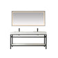 Funes 72" Double Sink Bath Vanity in Matt Black Metal Support with White Sintered Stone Top and Mirror