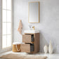 Huesca 18" Single Sink Bath Vanity in North American Oak with White Composite Integral Square Sink Top and Mirror
