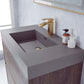 Huesca 36" Single Sink Bath Vanity in North Carolina Oak with Grey Composite Integral Square Sink Top and Mirror