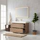 Huesca 48" Single Sink Bath Vanity in North American Oak with White Composite Integral Square Sink Top and Mirror
