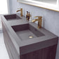 Huesca 60M" Double Sink Bath Vanity in North Carolina Oak with Grey Composite Integral Square Sink Top and Mirror