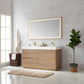 Huesca 60M" Double Sink Bath Vanity in North American Oak with White Composite Integral Square Sink Top and Mirror