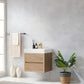 Palencia 24" Single Sink Wall-Mount Bath Vanity in North American Oak with White Composite Integral Square Sink Top