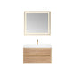Palencia 36" Single Sink Wall-Mount Bath Vanity in North American Oak with White Composite Integral Square Sink Top and Mirror