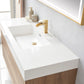 Palencia 48" Single Sink Wall-Mount Bath Vanity in North American Oak with White Composite Integral Square Sink Top and Mirror