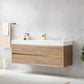 Palencia 60" Single Sink Wall-Mount Bath Vanity in North American Oak with White Composite Integral Square Sink Top